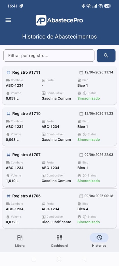 Histórico de abastecimentos